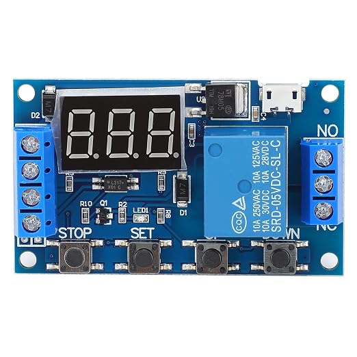 Fafeicy Relay Module, Delay Cycle Timing Circuit Switch, LCD Display, Micro USB - Image 5