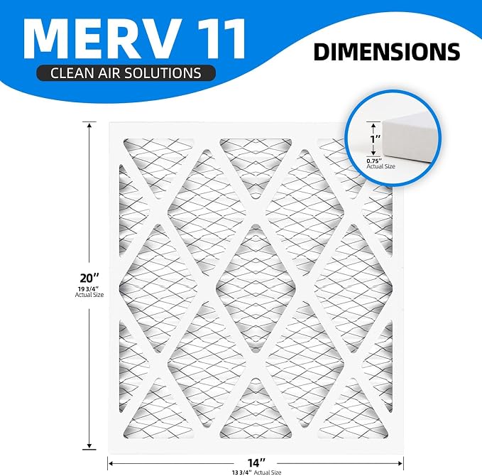 14x20x1 Furnace Air Filters, MPR 1200 & FPR 7, MERV 11 Pleated Air Filter - Image 3