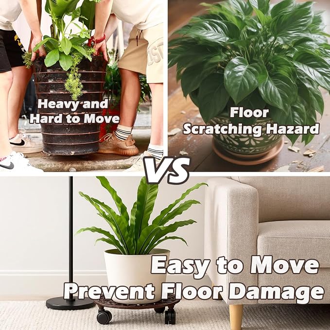 3 Packs 11 Inch Rolling Plant Stand - Image 2