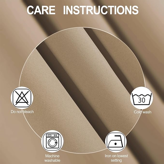 LEMOMO Blackout Curtains 52 x 90 inches Long Natural Curtains Set of 2 Panels Thermal Insulated Room Darkening Curtains for Bedroom