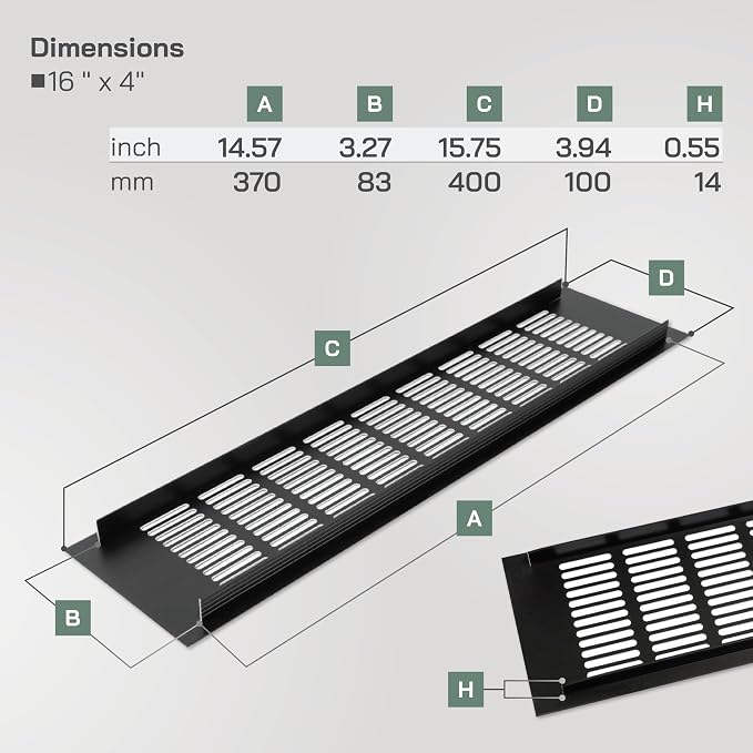 Vent Systems 15.75 x 3.94 Air Supply Ventilation Grille - Image 2