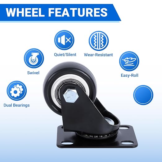 1.5 Inch Swivel Casters Set of 4 - Image 3