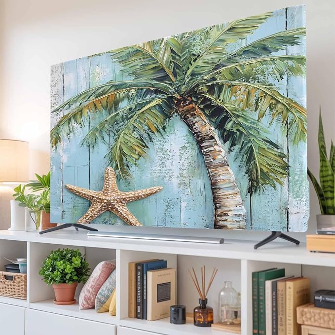 Summer Coconut Tree Starfish Indoor TV Cover, Elastic TV Screen Protector - Image 6