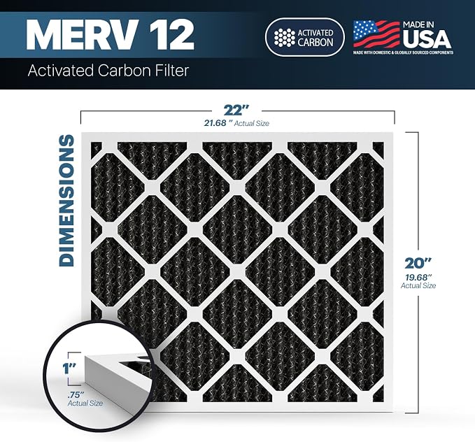 BNX TruFilter 20x22x1 MERV 12 Odor Defense AC Furnace Air Filter - Image 2