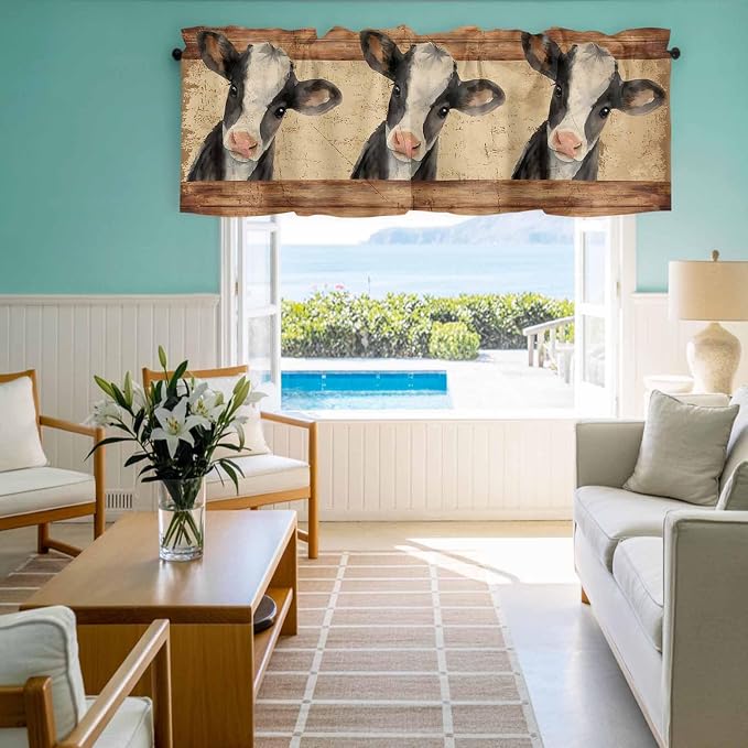 Farmhouse Cow Curtain Valances for Windows, Kitchen Valance Window Treatment - Image 8