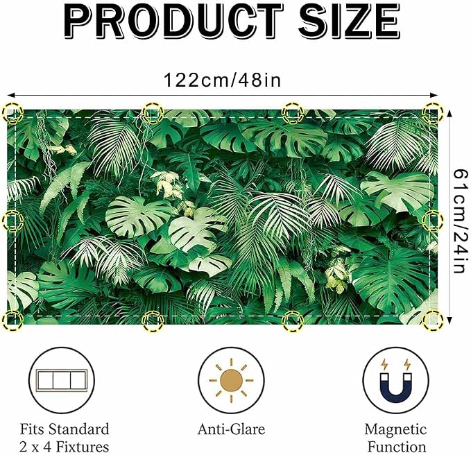 Green Palm Leaf Fluorescent Light Covers Ceiling Lights Filter - Image 3