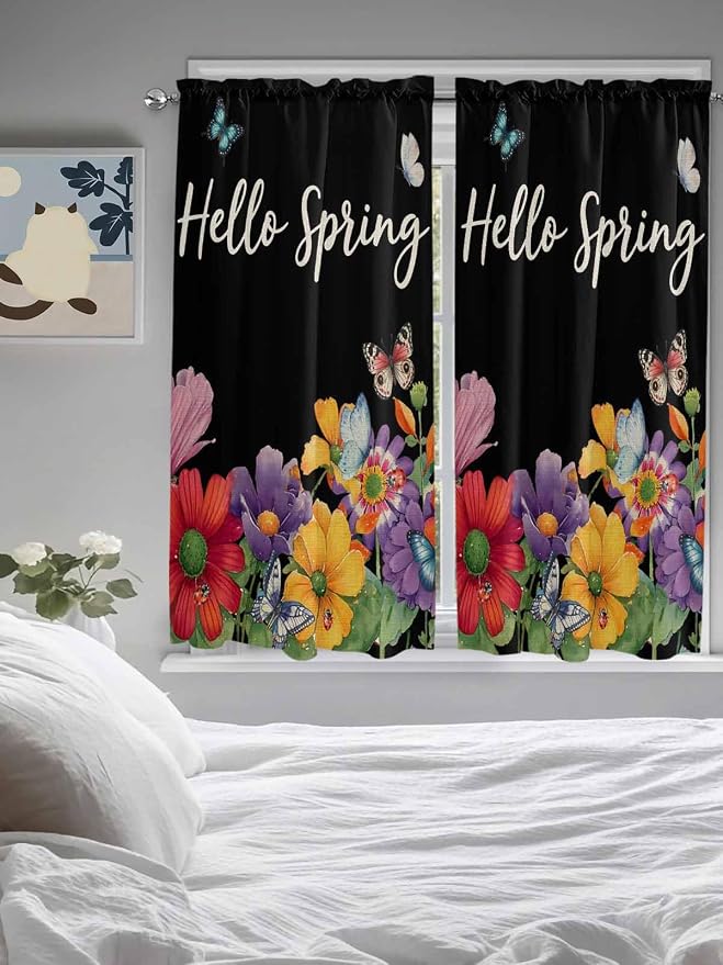 Spring Flowers Living Room Curtains 72 Inches length, Watercolor Country - Image 5