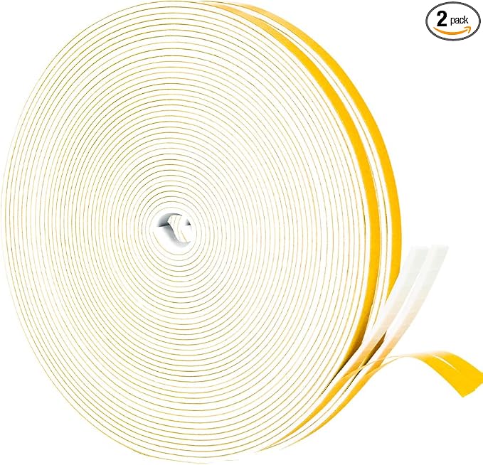 Yotache White Thin Weather Stripping 1/4" x1/16, Foam Gasket Seal Tape by yotache