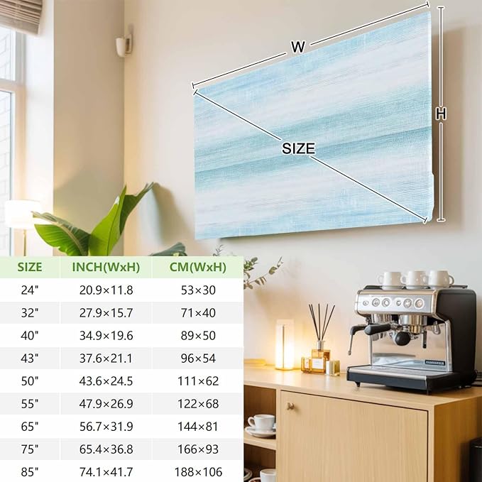 Modern Summer Light Blue Indoor TV Cover, Elastic TV Screen Protector Pastoral - Image 4