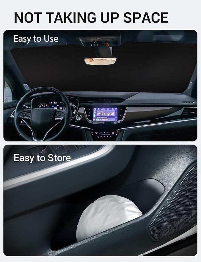 Proadsy Windshield Sun Shade for Cadillac XT6 2020-2025 2026 Foldable Front - Image 9