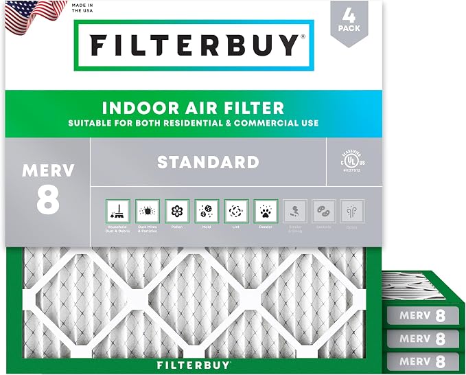 Filterbuy 19x19x1 Air Filter MERV 8 Essential Dust & Allergy Defense, by Filterbuy