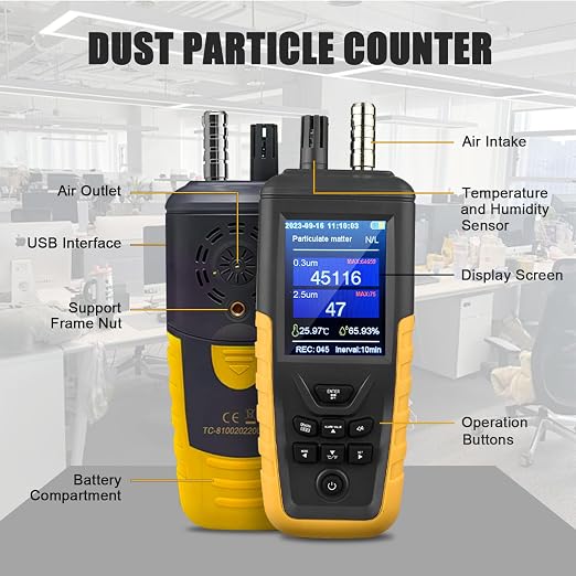 Dust Particle Counter Air Quality Monitor High Sensitivity 3-Channel - Image 4