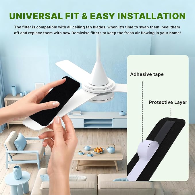 Ceiling Fan Filters for Blades, Pet Fresh Fan Blade Air Purifier Pads, - Image 4
