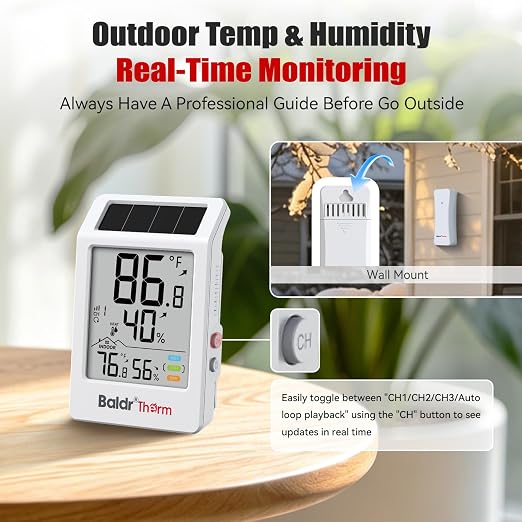 BaldrTherm Indoor Outdoor Thermometer Wireless, Digital Temperature Humidity - Image 4