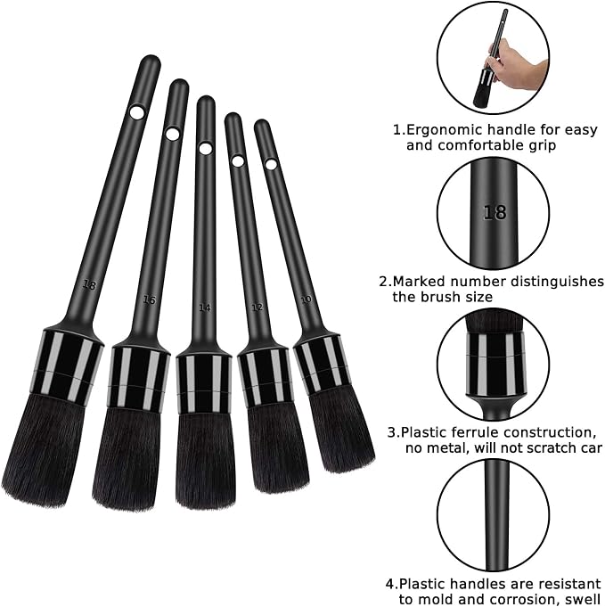 HMPLL 9pcs Auto Car Detailing Brush Set/ Interior Cleaning Kit Includes 5 Soft - Image 3