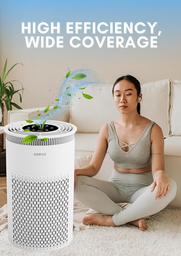 AZEUS Air Purifier for Home Pets Hair Dust in Bedroom Up Top 843 ft² H13 True - Image 5