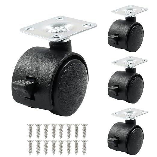 4pcs 1 Inch Swivel Caster Wheels, Heavy Duty Swivel Plate Casters Wheel by suiwotin
