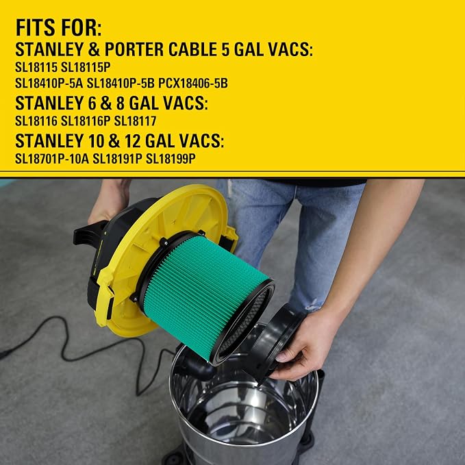 Stanley 08-2566H HEPA Cartridge Filter – Fits Most 5–18 Gallon Wet/Dry Vacuums - Image 4