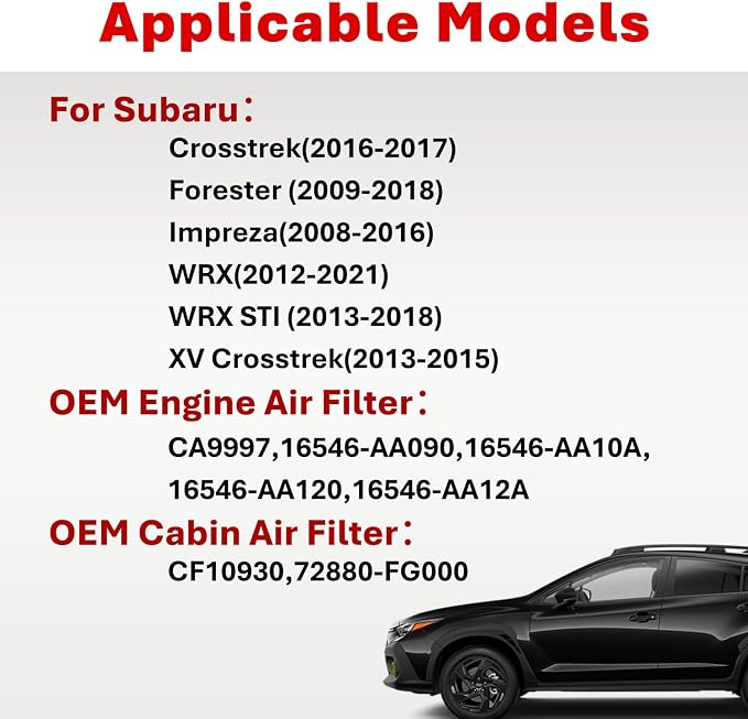 Engine Air Filter&Cabin Air Filter Combo Fits Subaru Forester 2009-2018 - Image 2