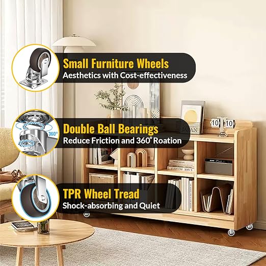 HOLKIE Caster Wheels 2 inch, Heavy Duty Furniture Casters Set of 4, Rubber - Image 5