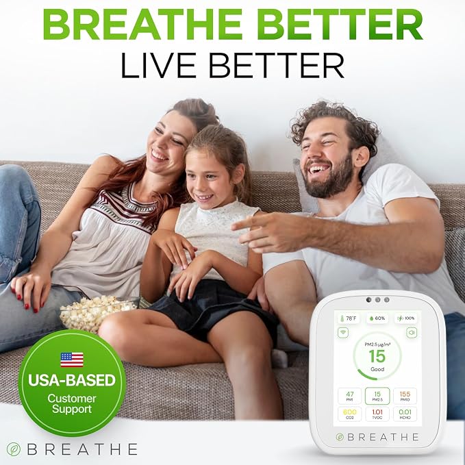 BREATHE Airmonitor Plus Indoor Air Quality Monitor – Smart CO2, PM1 PM2.5 PM10 - Image 8