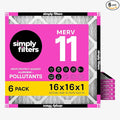 Simply 16x16x1 Air Filter, Merv 11, 6 Pack, by SimplyFilters
