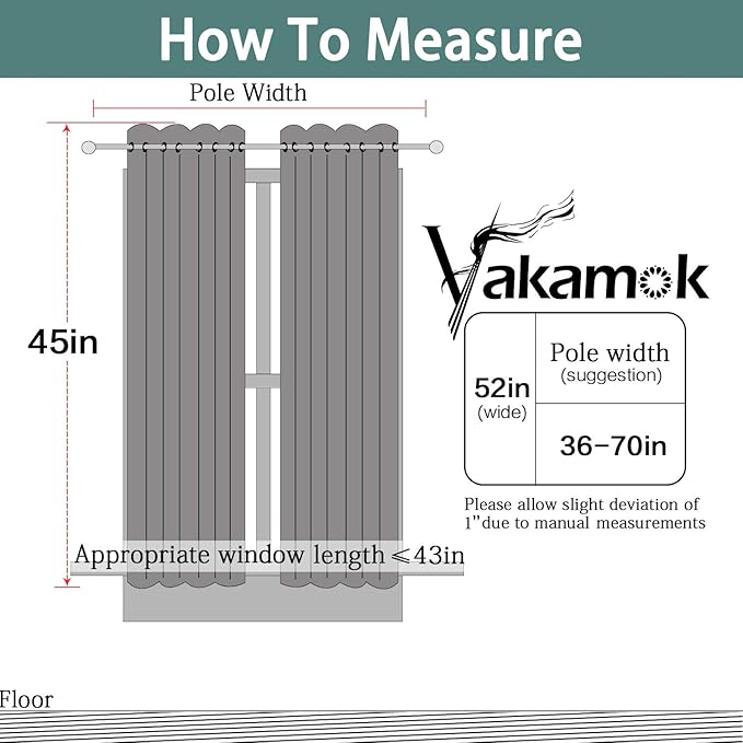 Yakamok Pure White 100% Blackout Curtains for Bedroom, Thermal Insulated Grommet Total Blackout Drapes with Black Liner for Living Room, 52W x 45L, 2 Panels