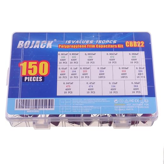 BOJACK 15 Values 150 Pcs Metallized Polypropylene Film DC Capacitor 400V/0.01uF - Image 5