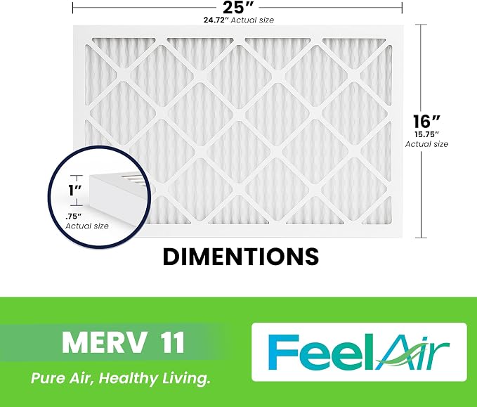 16x25x1 Air Filter – 6 Pack, MERV 11 Pleated HVAC & Furnace Filter, - Image 2