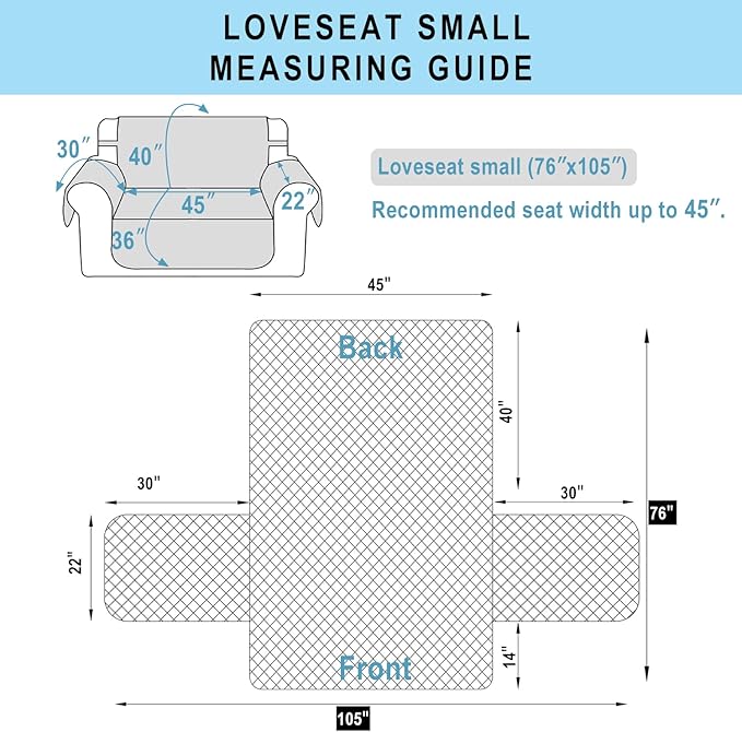 Reversible Loveseat Sofa Covers Couch Cover Furniture Protector(Loveseat Small,Chocolate/Chocolate)