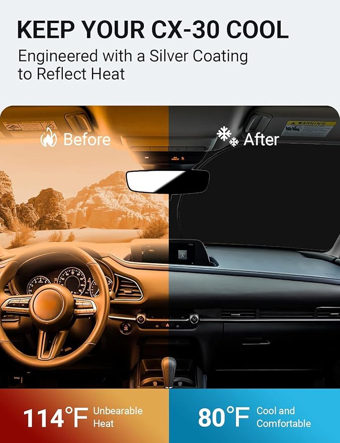 Proadsy Windshield Sun Shade for Mazda CX-30 2020-2025 2026 CX30 Accessories - Image 2