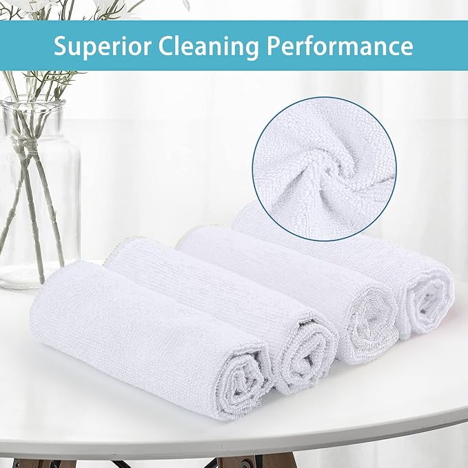 HOMEXCEL White Microfiber Cleaning Cloth, 8 Pack Cleaning Towels - Image 3