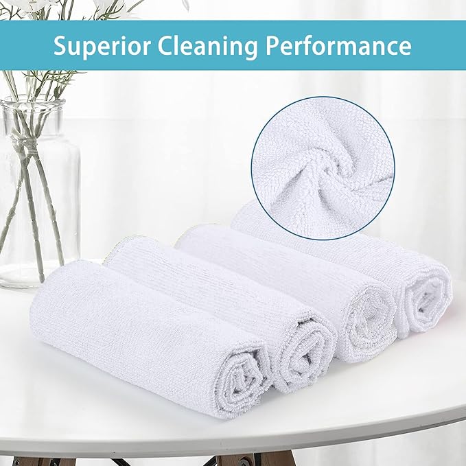 HOMEXCEL White Cleaning Rags 5 Pack, Highly Absorbent Microfiber Cleaning Cloth - Image 3