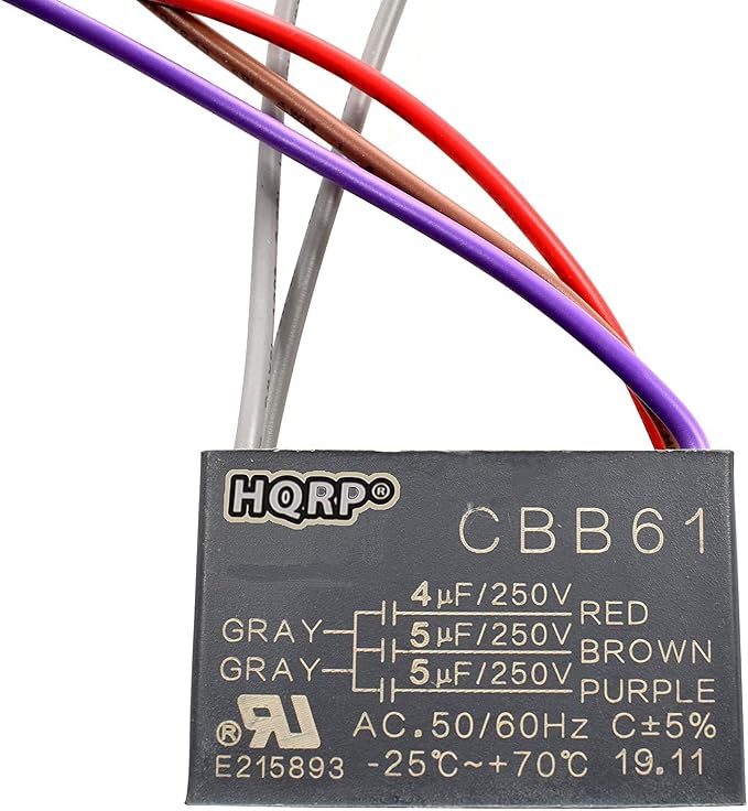 HQRP Capacitor CBB61 fits Harbor Breeze Ceiling Fan 4uf+5uf+5uf 5-Wire UL Listed by HQRP