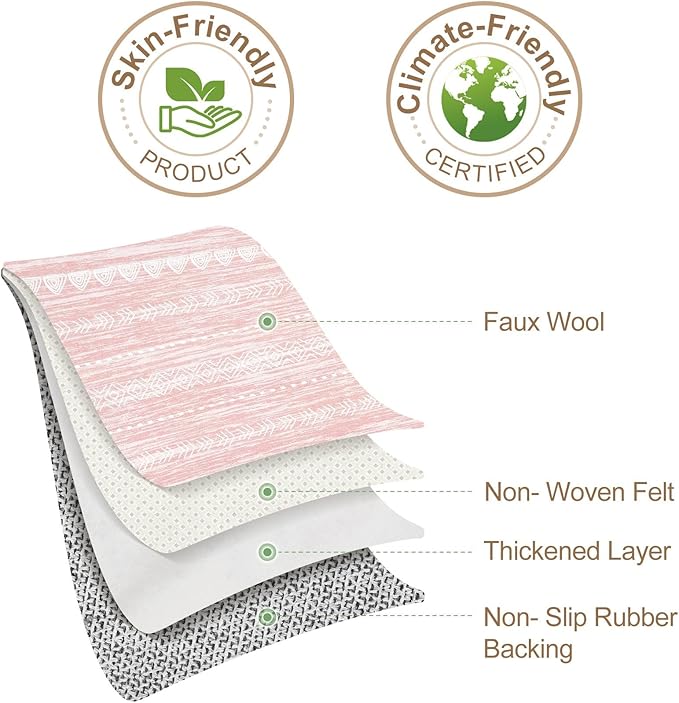 Nakagishi Pink Rugs for Bedroom Girls: 5x7 Washable Boho Large Neutral Area Rug Cute Soft Modern Indoor Floor Non Slip Accent Carpet for Living Room Nursery Kids Playroom Dorm Preppy Baby Room Decor