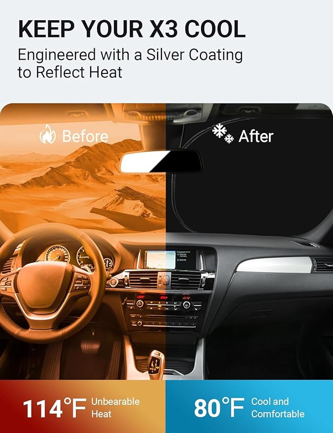 Proadsy 2026 Upgrade Front Windshield Sun Shade Foldable Sunshade Protector - Image 3