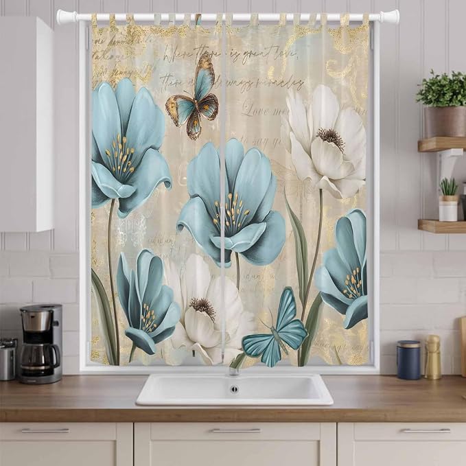 Spring Flowers Living Room Curtains 96 Inch Length, Window Curtains Tab Top - Image 9
