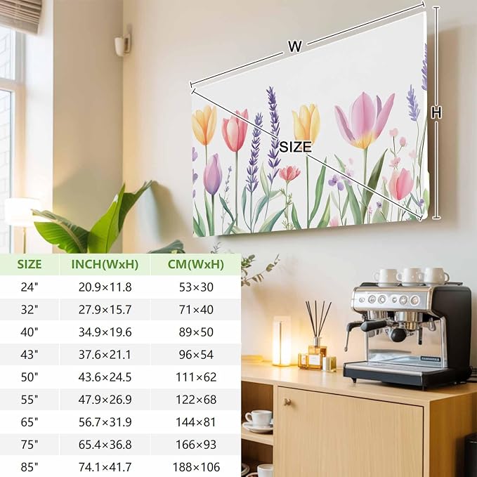 Spring Tulip Flower Indoor TV Cover, Elastic TV Screen Protector Botanical - Image 3