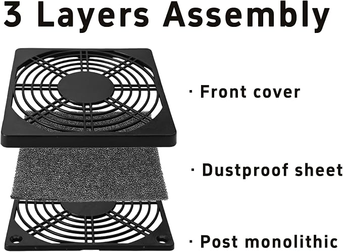 4PCS 120mm Black Square Plastic Cooling Fan Filter Cover Dust-Proof Mesh Screen - Image 3