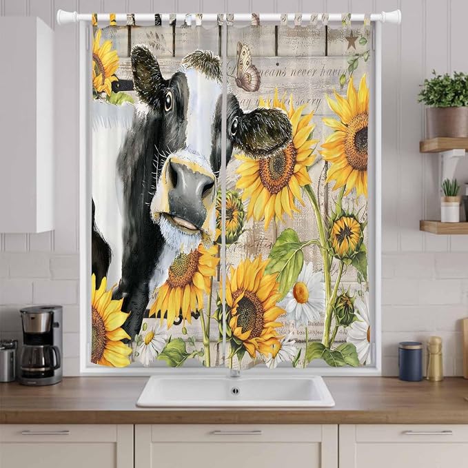 Yellow Sunflowers Living Room Curtains 96 Inch Length, Window Curtains Tab Top - Image 9