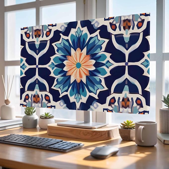 Retro Moroccan Geometric Texture Indoor TV Cover, Elastic TV Screen Protector - Image 4