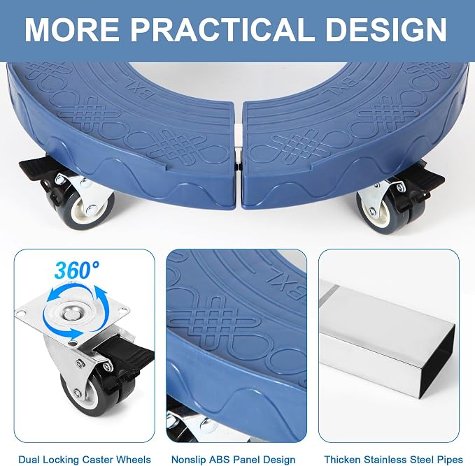 W B D WEIBIDA Round Dolly Cart Heavy Duty, Adjustable 15-19 Inch Trash Can Dolly - Image 6