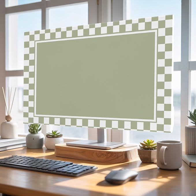 Sage Green Buffalo Plaid Indoor TV Cover, Elastic TV Screen Protector Modern - Image 5