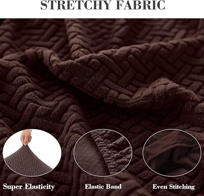 Couch Covers for 3 Cushion Sofa Pet Friendly Couch Cushion Covers Universal Sofa Covers Washable Stretch Slipcovers for Sectional Sofa (Texture Brown, Large Triple Seat Cover)