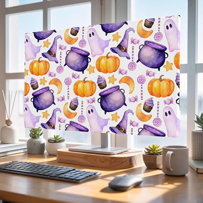 Halloween Pumpkin Ghost Candy Indoor TV Cover, Elastic TV Screen Protector - Image 4