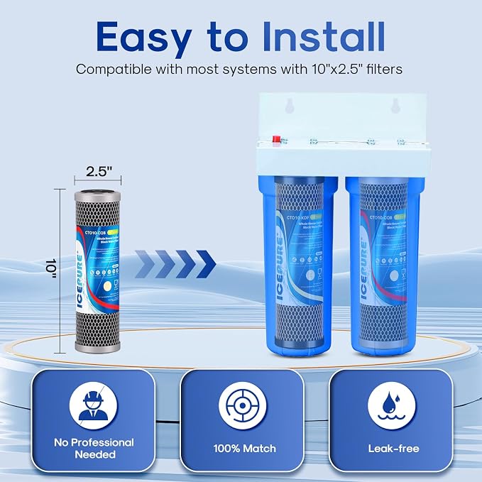 ICEPURE 2.5" x 10" Whole House CTO Activated Carbon Water Filter Combo Kit - Image 6