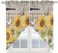 Farm Flowers Swag Valances for Windows, Retro Sunflowers Barn Doors Butterfly by Unknown
