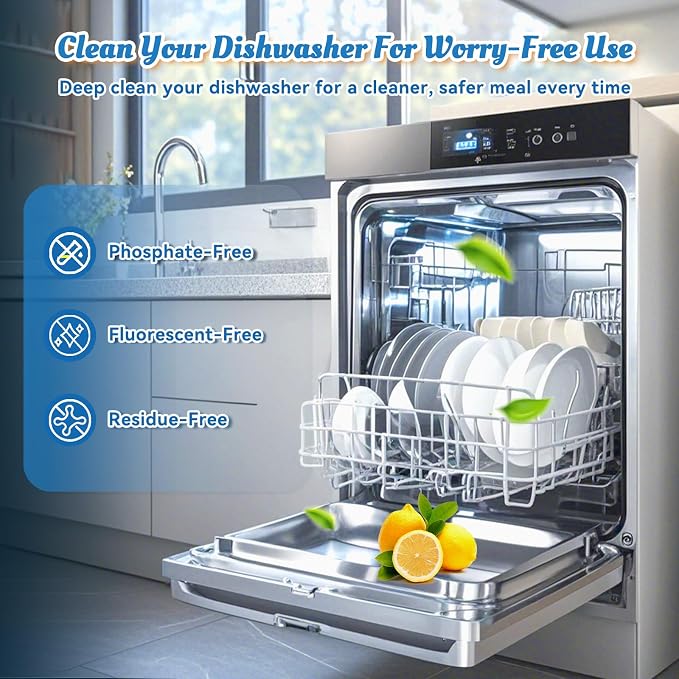 Dishwasher Cleaner Tablets Deodorizer Pods-24 Pack Deep Cleaning Dish Washer - Image 5