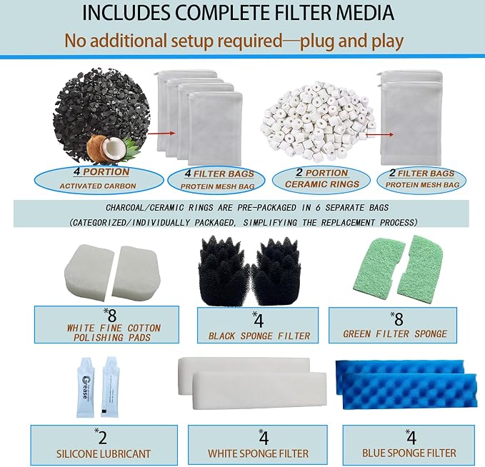 42 Pack Filter Media Kit for Fluval 306/307 Canister Filters - Image 4