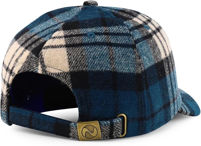 Trendy Apparel Shop Plaid Checker Wool Blend Unstructured Baseball Cap - Image 3